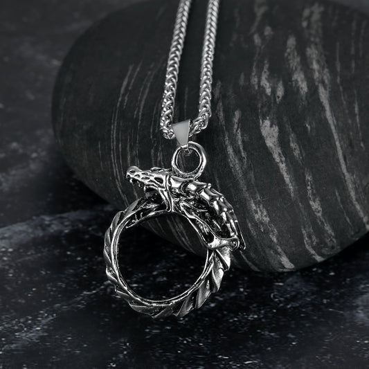 Bjorn Regalia Handcrafted Stainless Steel Jormungand Pendant