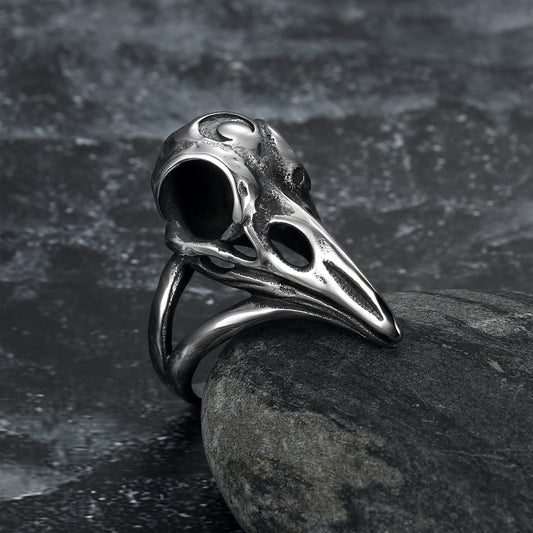 Bjorn Regalia Handcrafted Stainless Steel Raven Skull Biker Ring