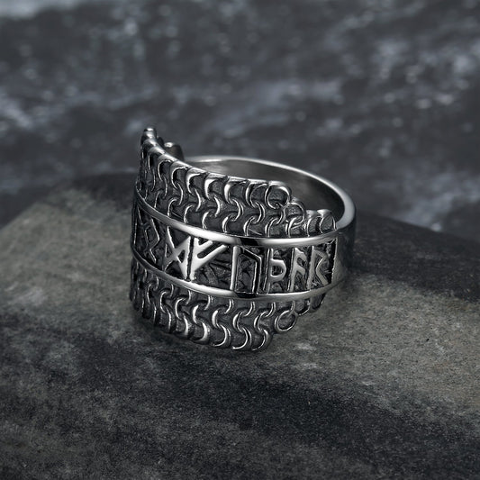 Bjorn Regalia Handcrafted Stainless Steel Viking Rune Ring