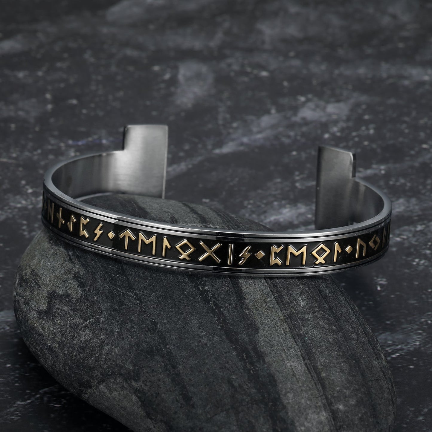 Bjorn Regalia Handcrafted Stainless Steel Elder Futhark Rune Bracelet