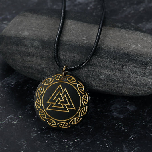 Bjorn Regalia Circular Horn Valknut Necklace