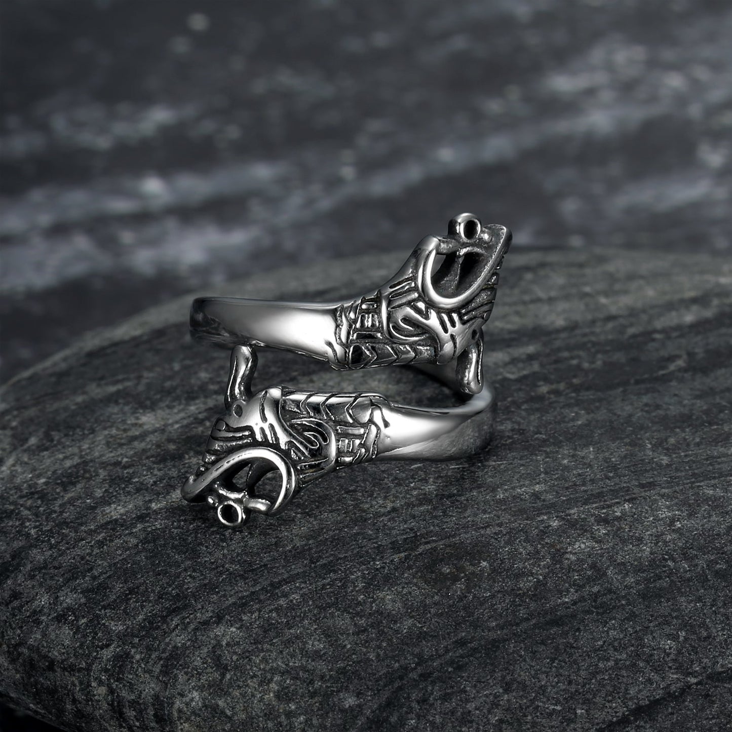 Bjorn Regalia Handcrafted Stainless Steel Adjustable Jormungand Ring
