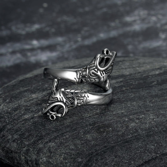 Bjorn Regalia Handcrafted Stainless Steel Adjustable Jormungand Ring