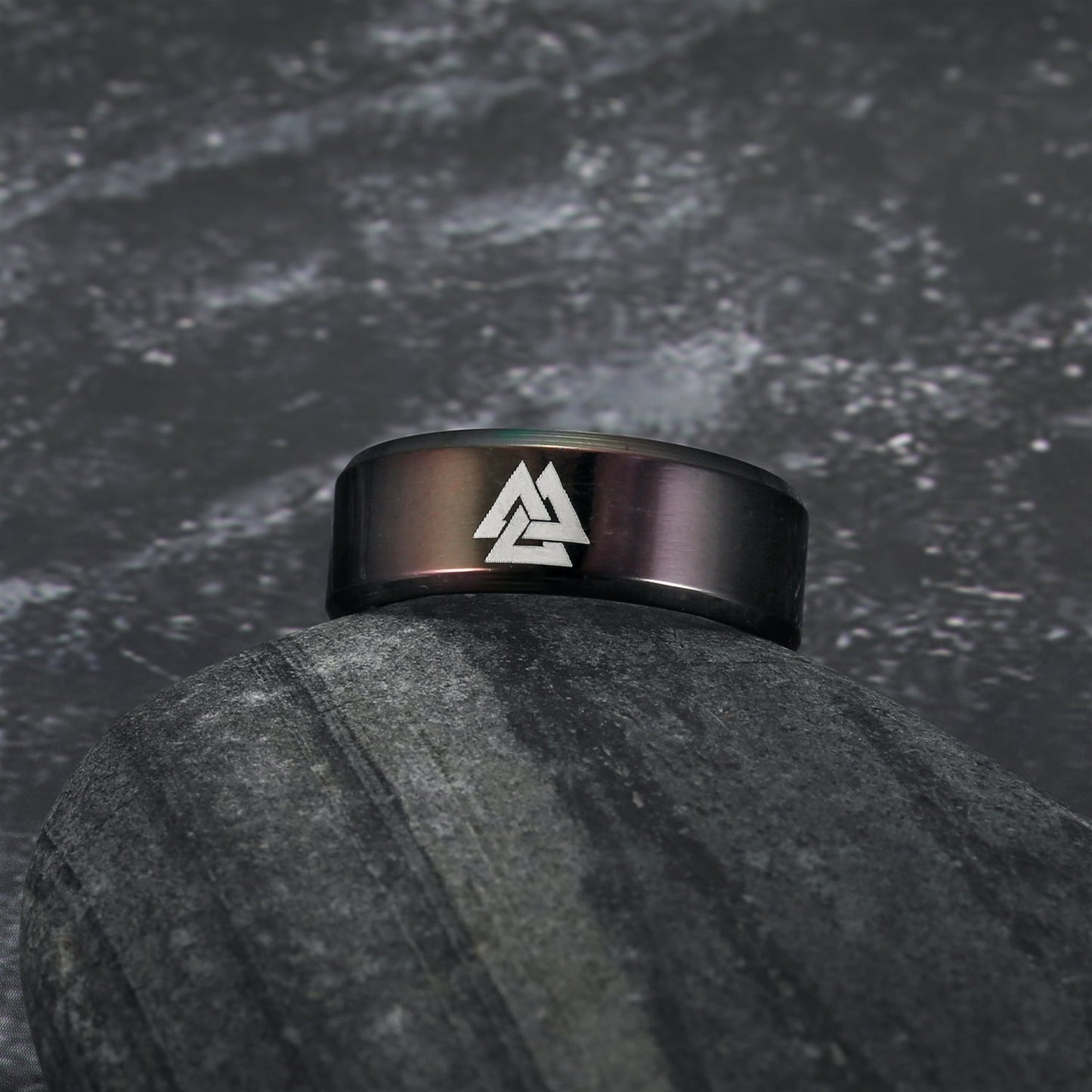 Bjorn Regalia Black Handcrafted Stainless Steel Valknut Ring