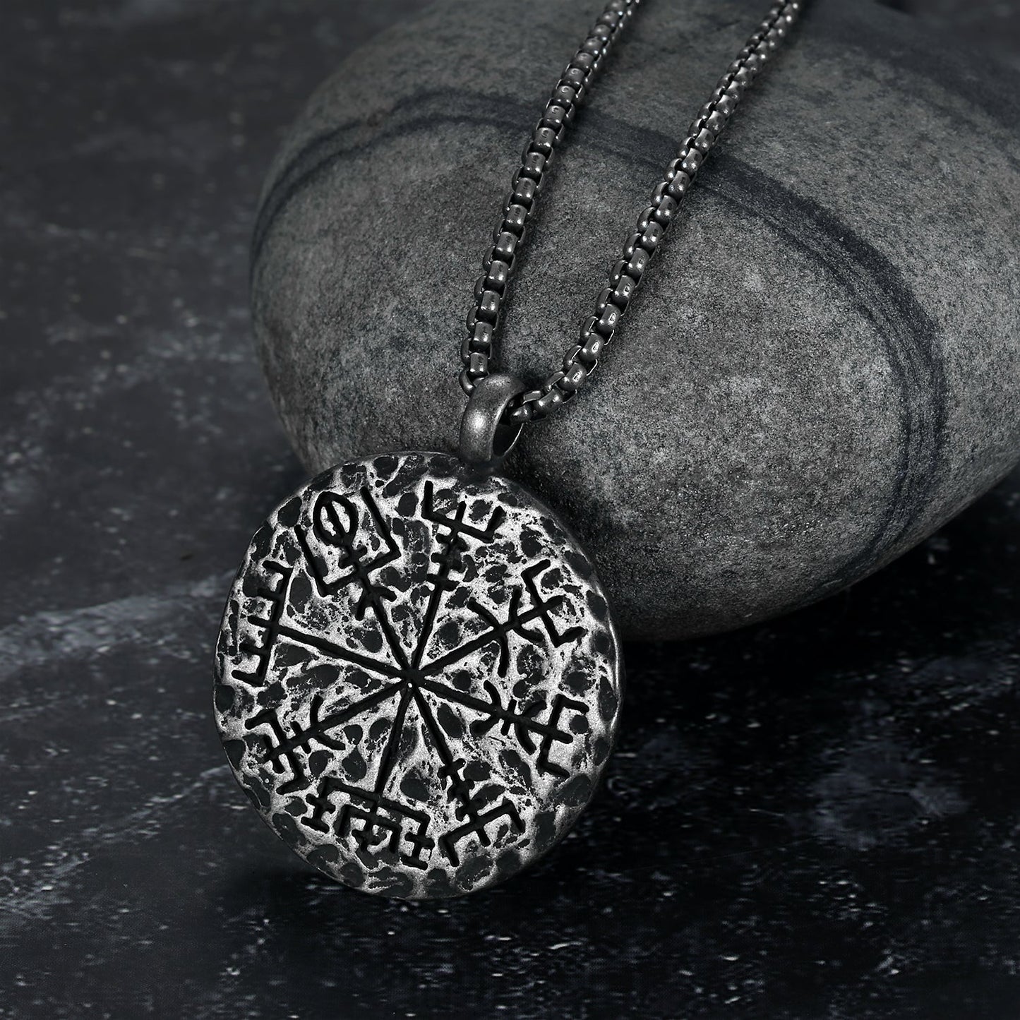 Bjorn Regalia Aged Vegvisir and Helm of Awe Necklace