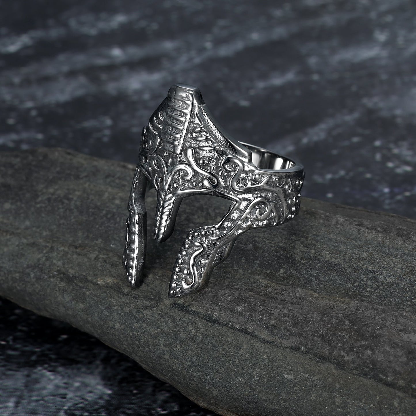 Bjorn Regalia Handcrafted Stainless Steel Warrior Helmet Ring