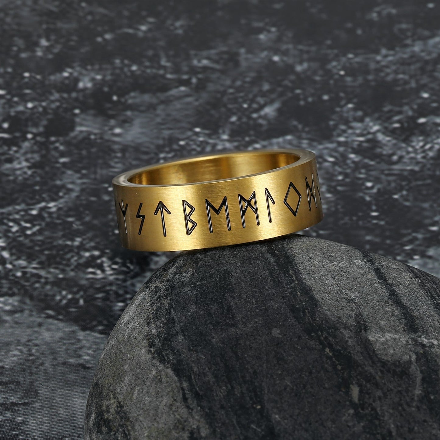 Bjorn Regalia Handcrafted Stainless Steel Wide Rune Ring