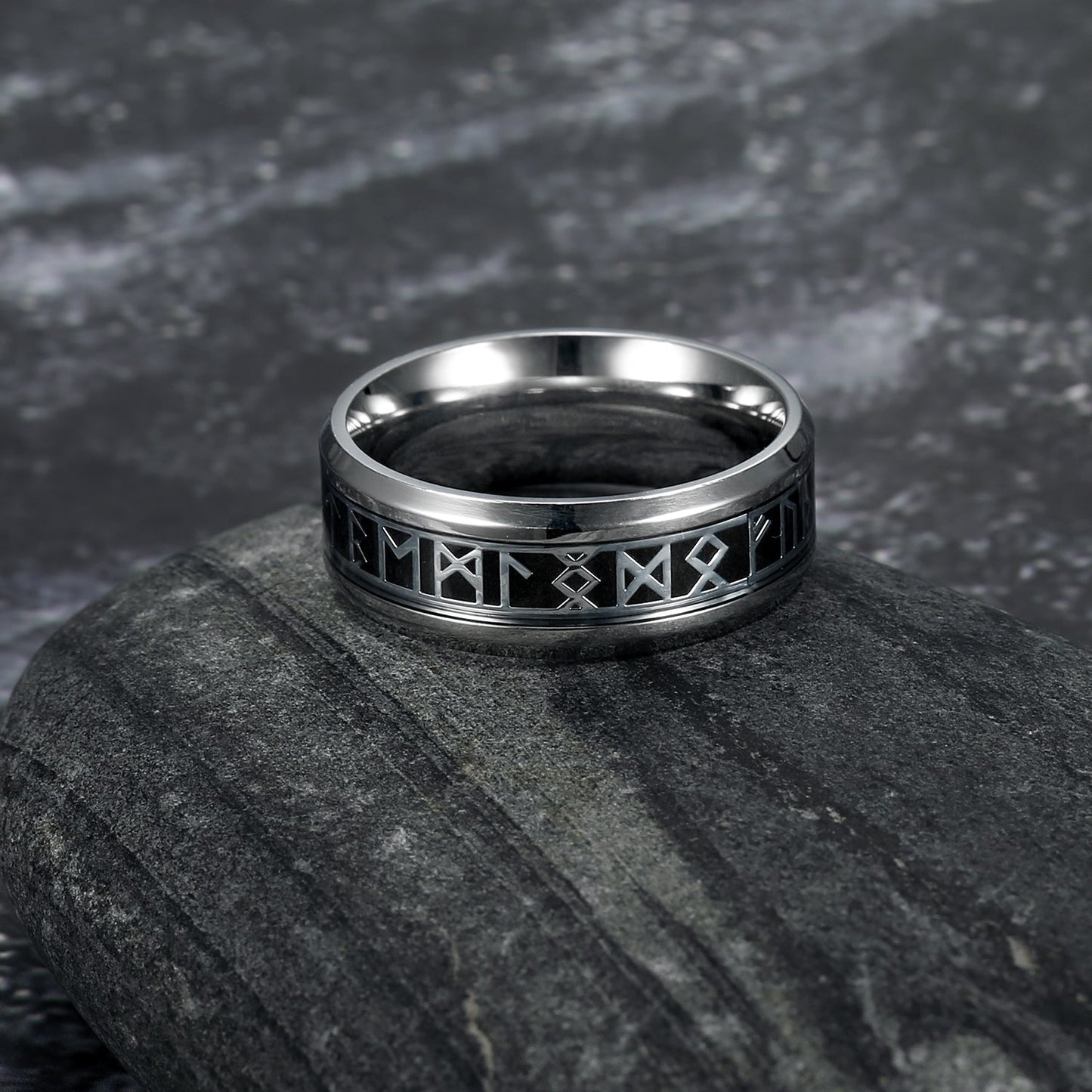 Bjorn Regalia Handcrafted Stainless Steel Viking Elder Futhark Rune Ring