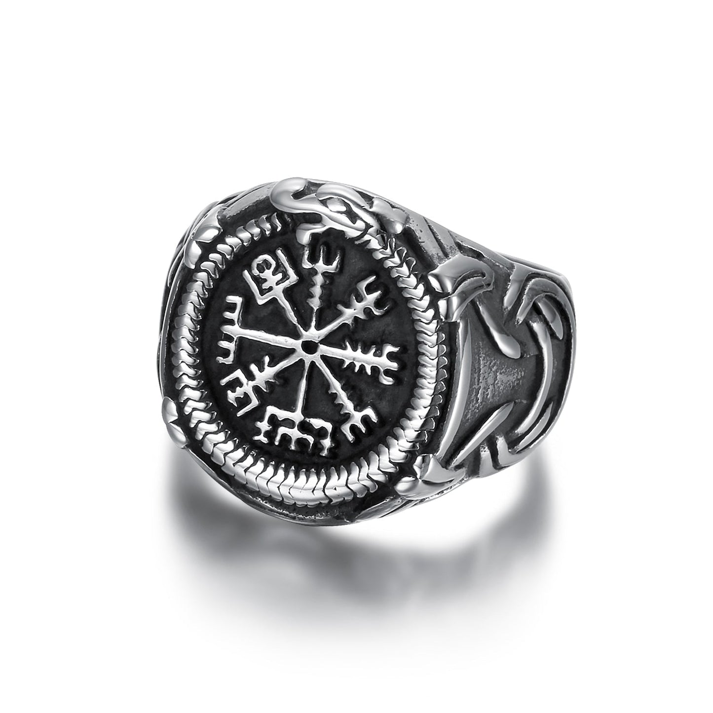 Bjorn Regalia Handcrafted Stainless Steel Vegvisir and Jormungand Ring