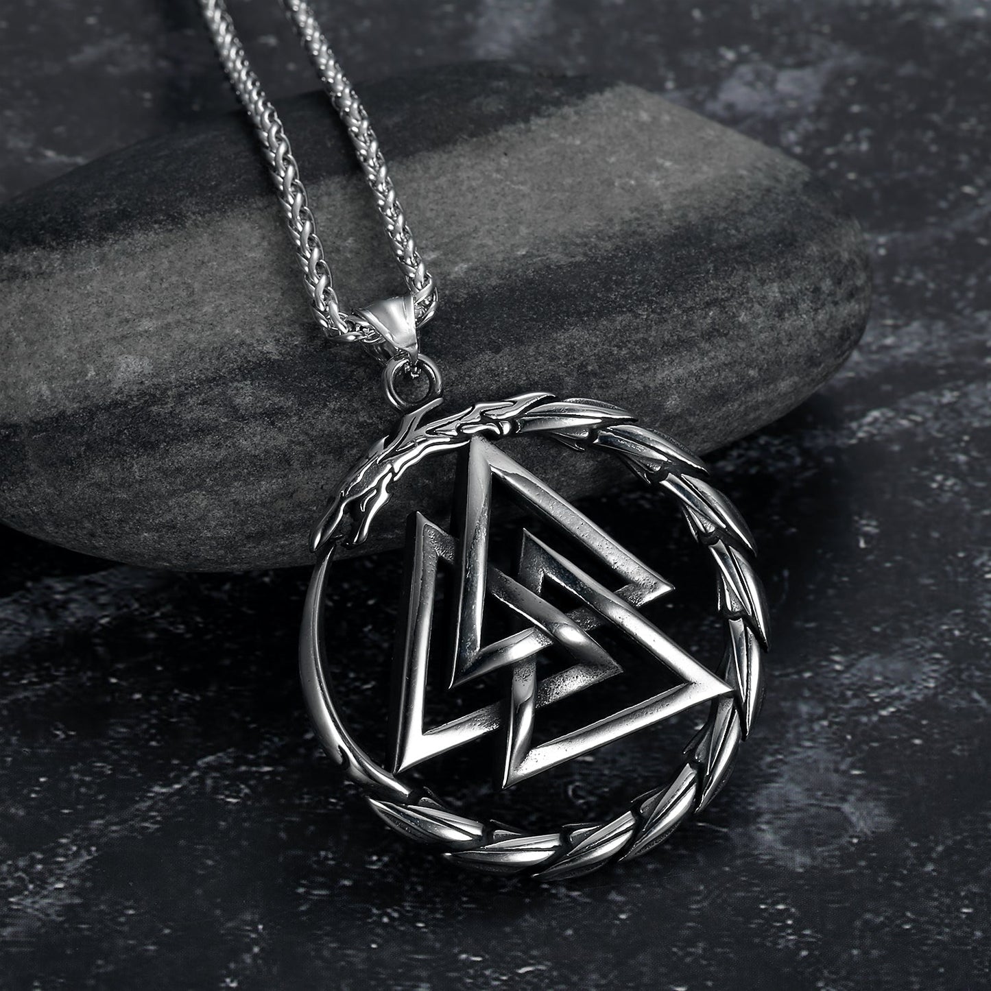Bjorn Regalia Handcrafted Stainless Steel Valknut and Jormungand Pendant