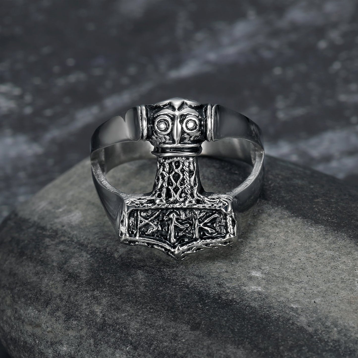 Bjorn Regalia Handcrafted Stainless Steel Thor's Hammer Ring