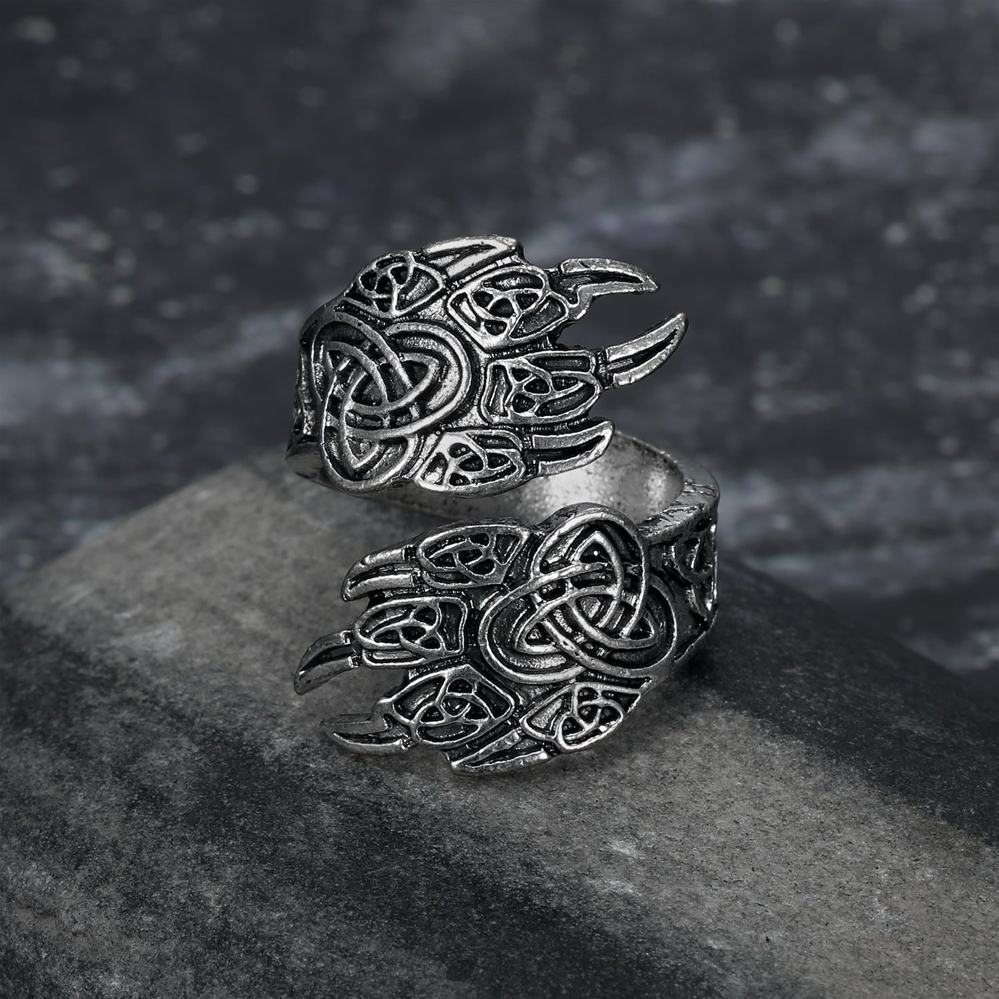 Bjorn Regalia Handcrafted Stainless Steel Adjustable Bear Paw Ring