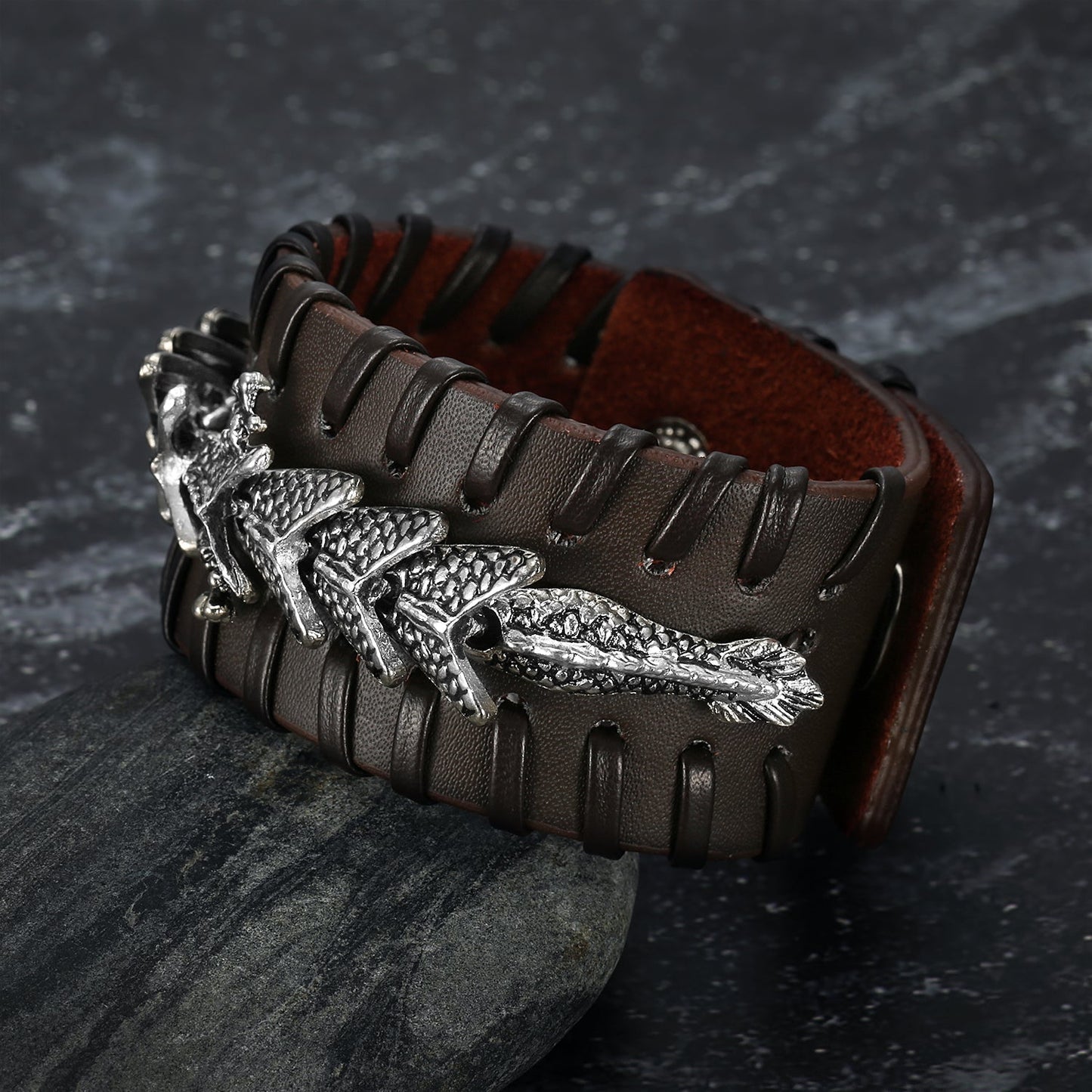 Bjorn Regalia Leather Dragon Cuff
