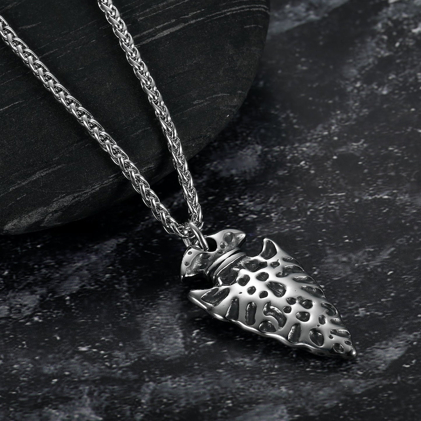 Bjorn Regalia Handcrafted Stainless Steel Viking Spear Head Pendant with Helm of Awe