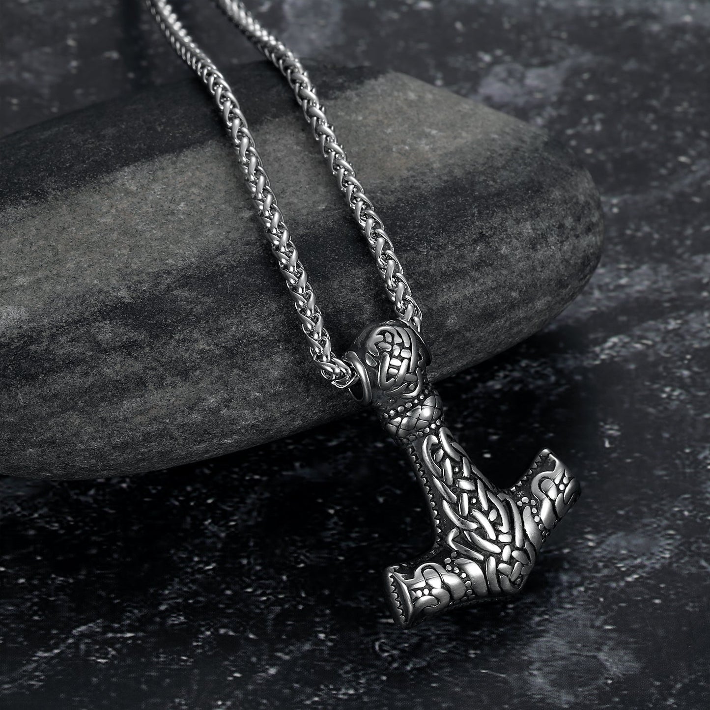 Bjorn Regalia Handcrafted Stainless Steel Fenrir Mjolnir Pendant