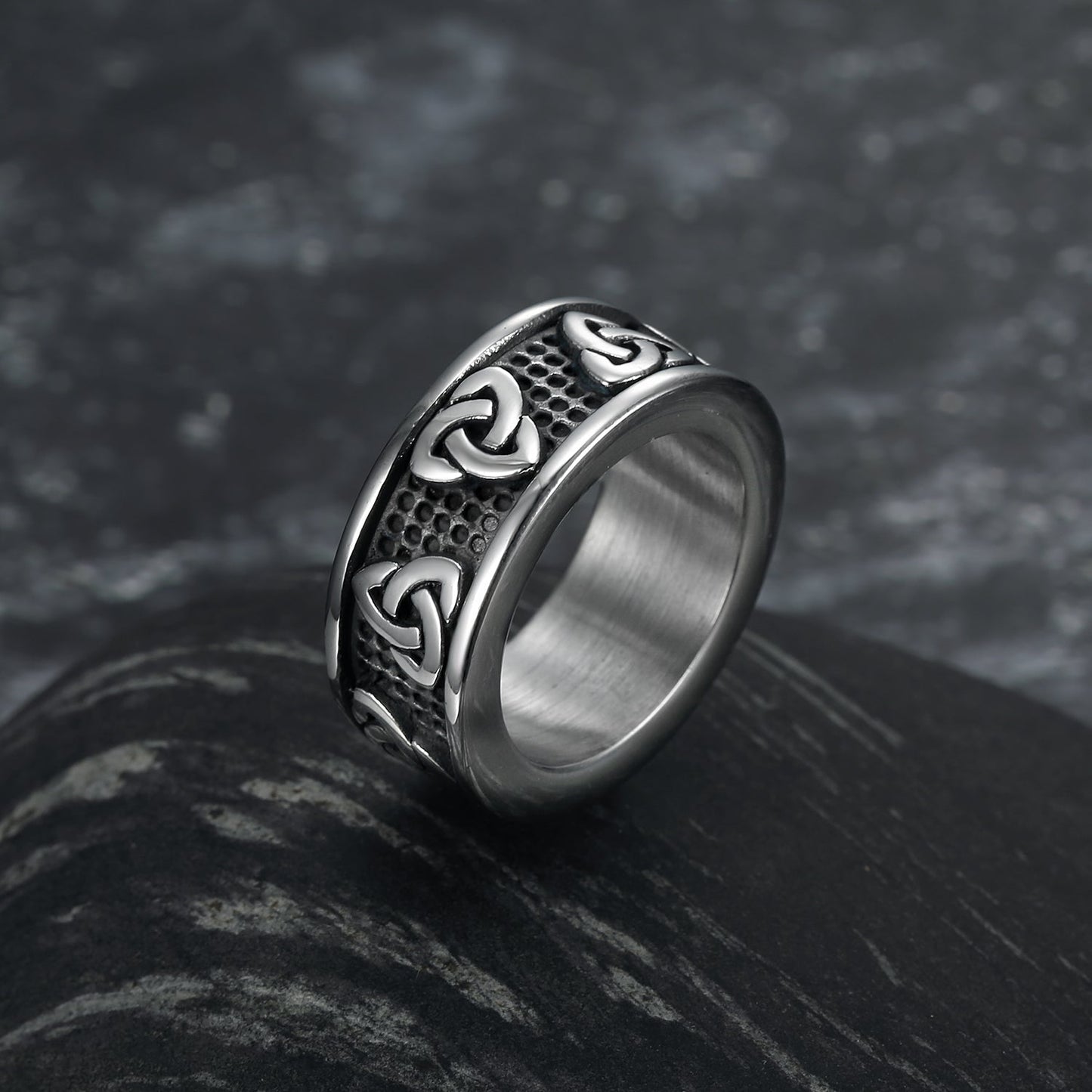 Bjorn Regalia Handcrafted Stainless Steel Celtic Triquetra Band Ring