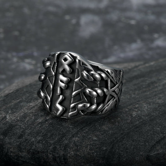 Bjorn Regalia Handcrafted Stainless Steel Triple Rune Ring