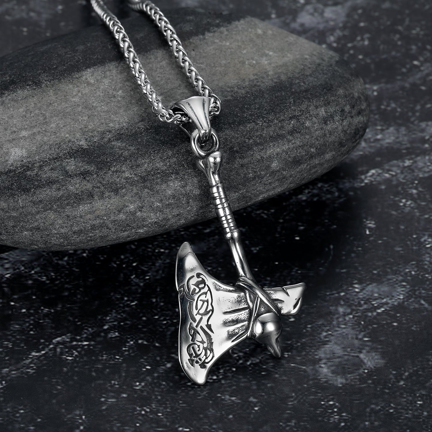 Bjorn Regalia Polished Handcrafted Stainless Steel Axe With Vegvisir Design