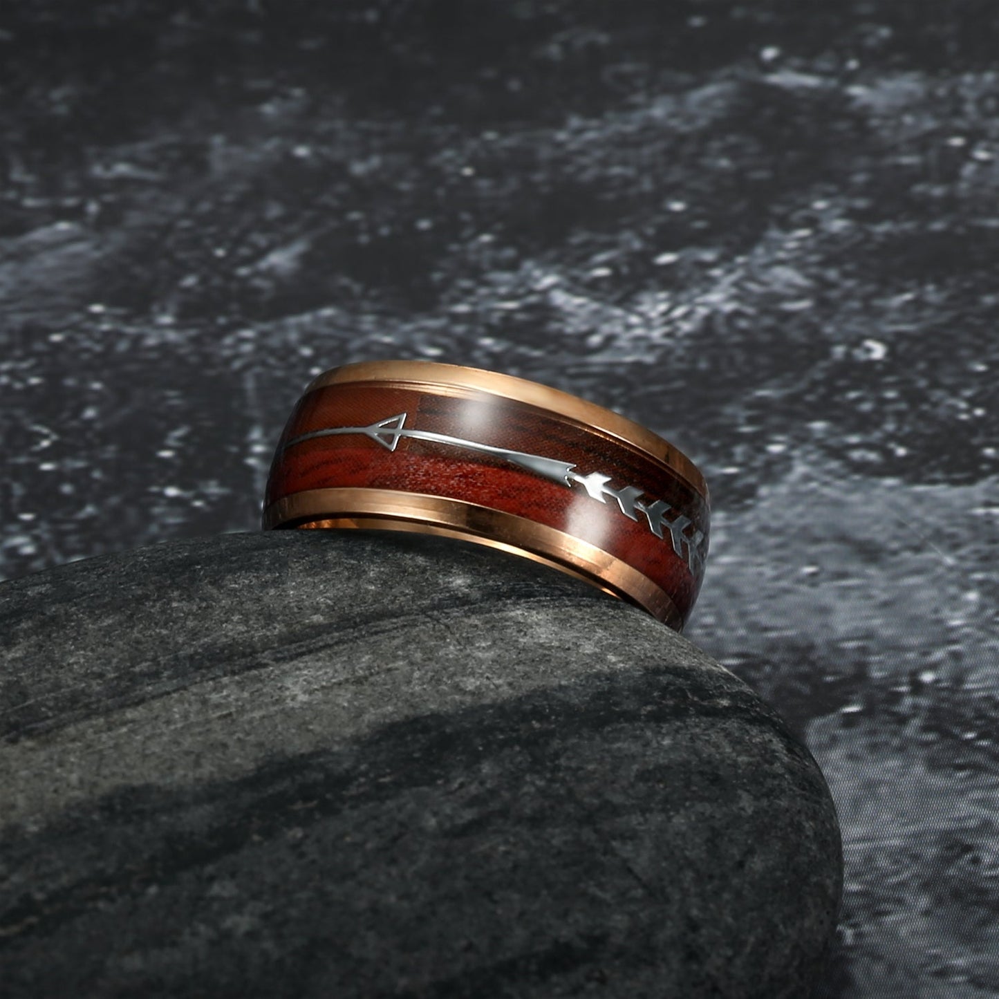 Bjorn Regalia Tungsten Carbide Wedding Band With Wood and Arrow Inlay