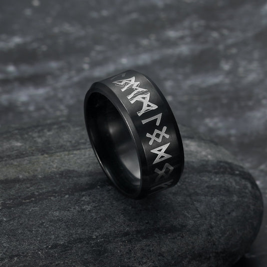 Bjorn Regalia Handcrafted Stainless Steel Runic Alphabet Ring