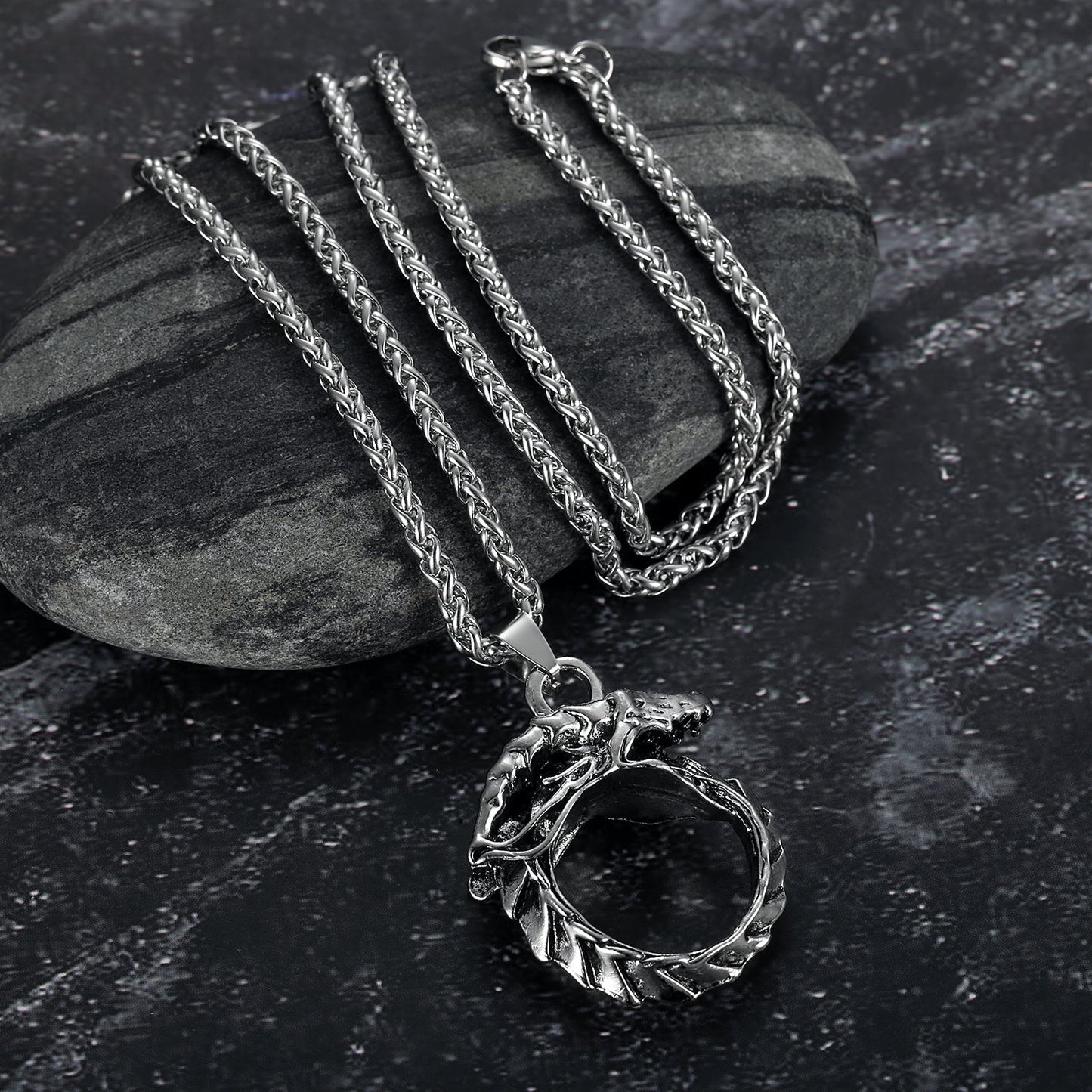 Bjorn Regalia Handcrafted Stainless Steel Jormungand Pendant