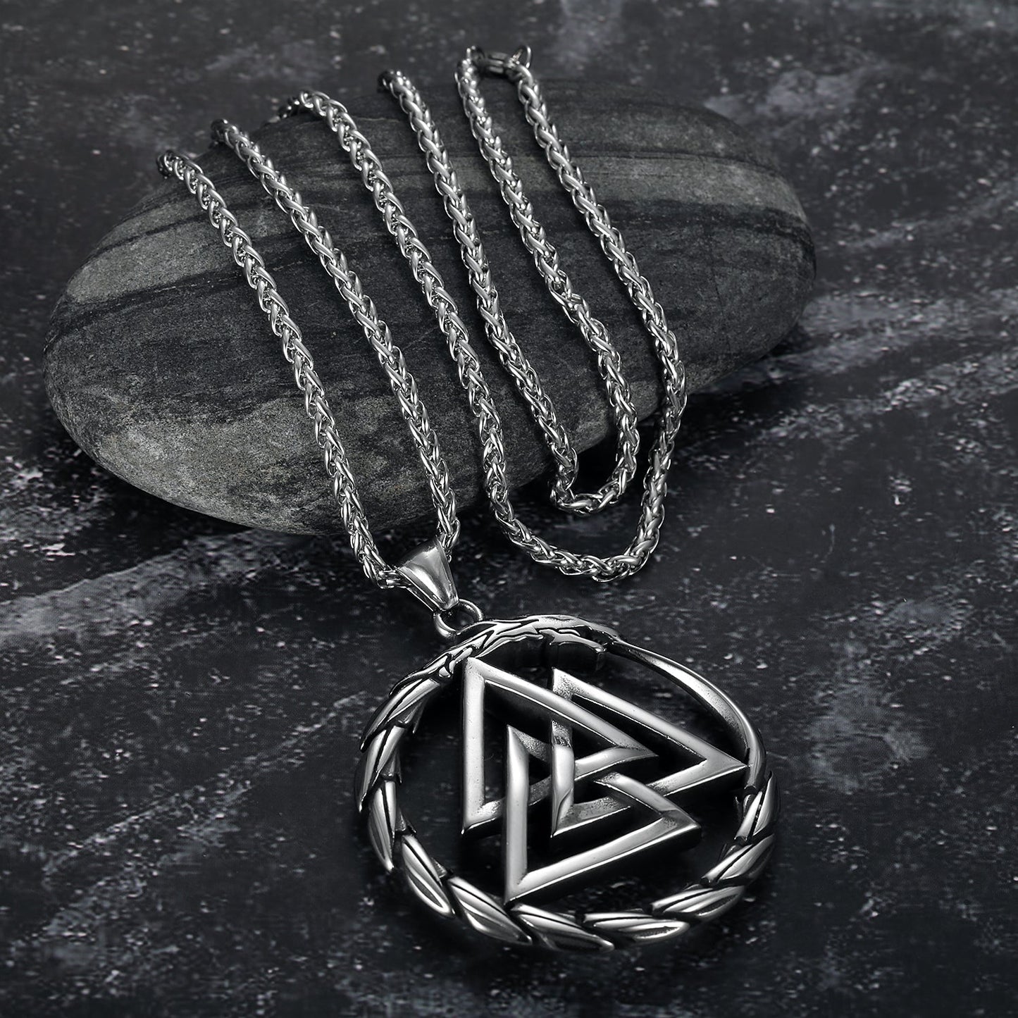 Bjorn Regalia Handcrafted Stainless Steel Valknut and Jormungand Pendant