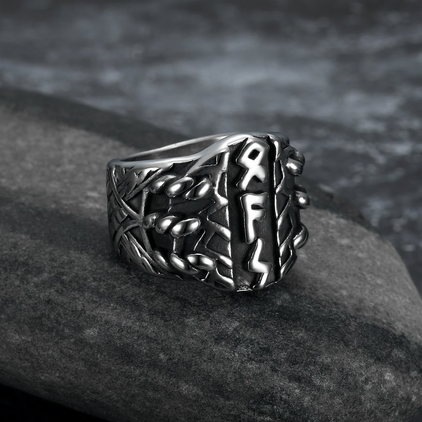 Bjorn Regalia Handcrafted Stainless Steel Triple Rune Ring