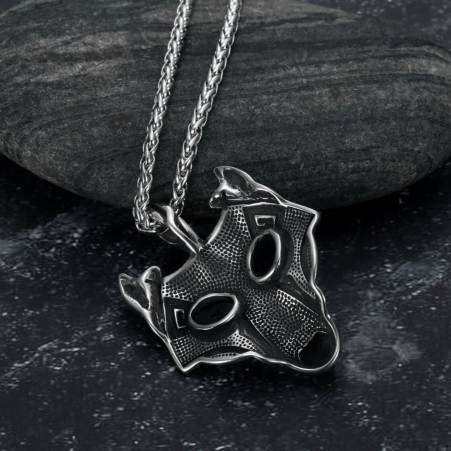 Bjorn Regalia Handcrafted Stainless Steel Fenrir Pendant on Handcrafted Stainless Steel Chain