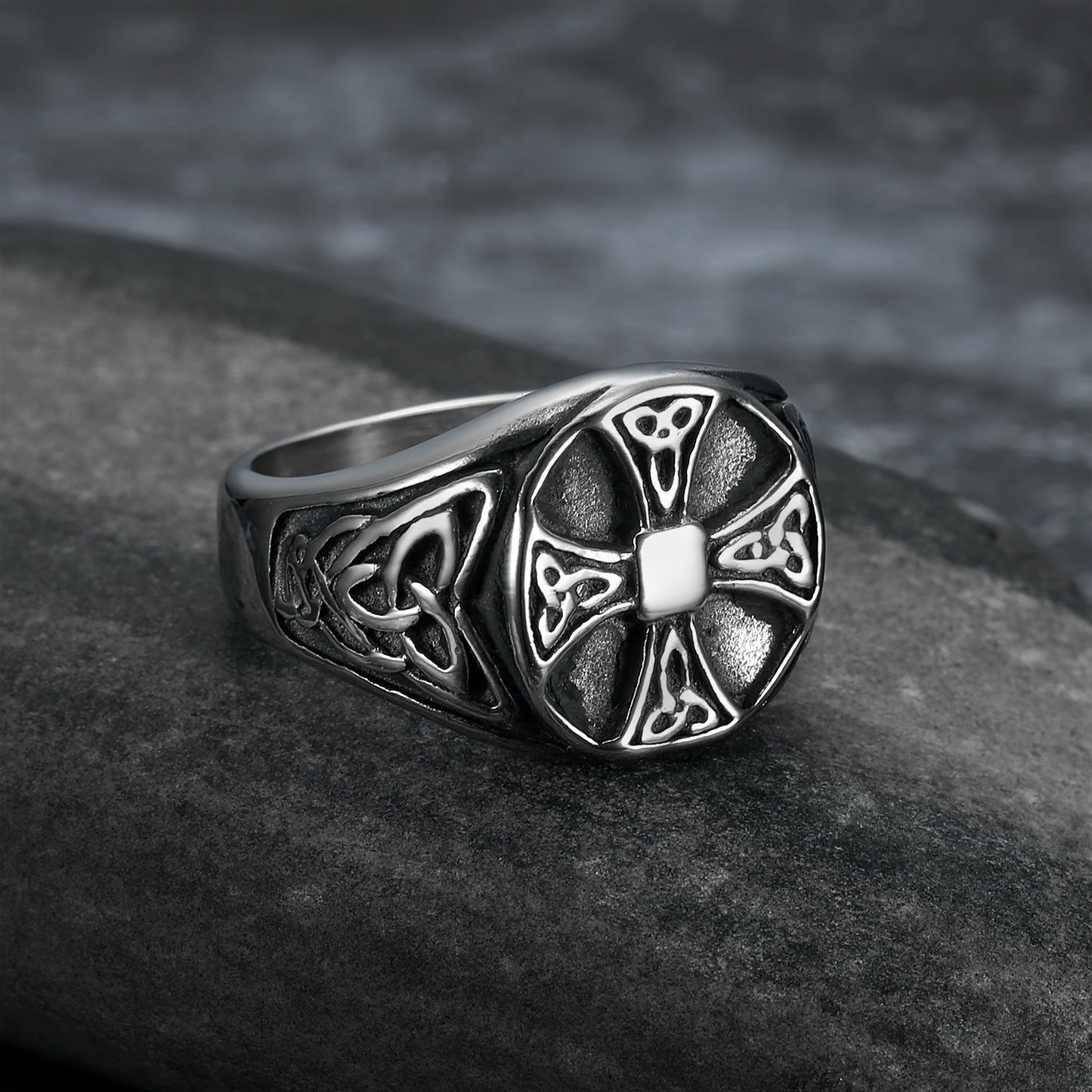 Bjorn Regalia Handcrafted Stainless Steel Celtic Knot Cross Ring
