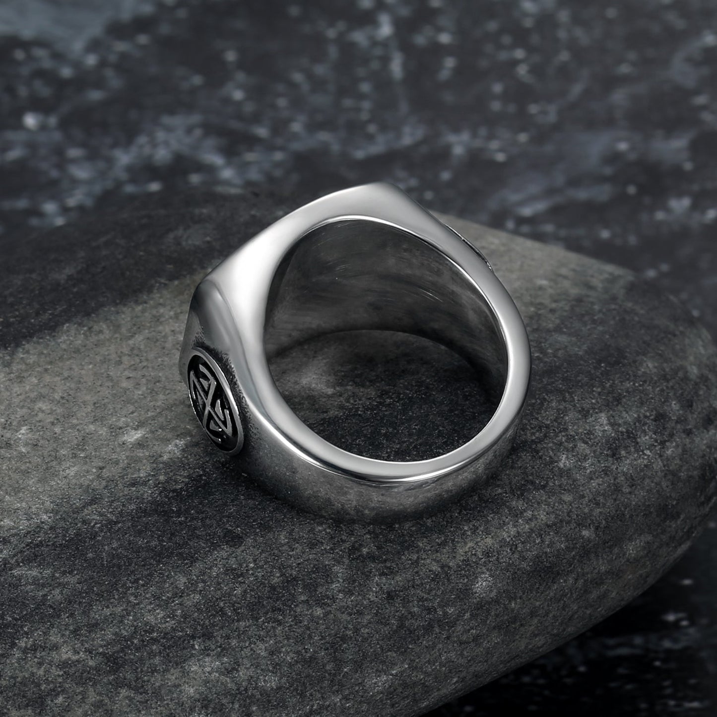 Bjorn Regalia Handcrafted Stainless Steel 'Aged' Mjolnir Signet Ring