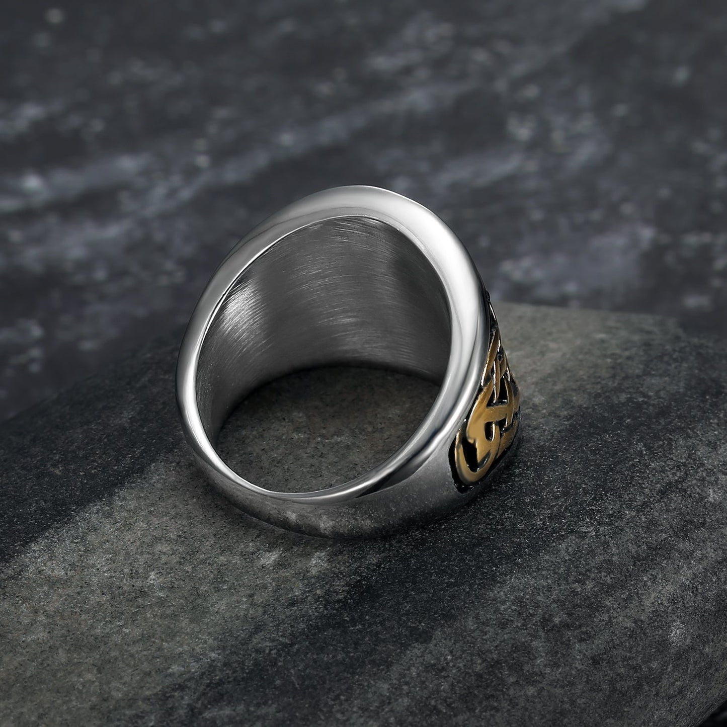 Bjorn Regalia Handcrafted Stainless Steel Vegvisir and Celtic Knot Ring