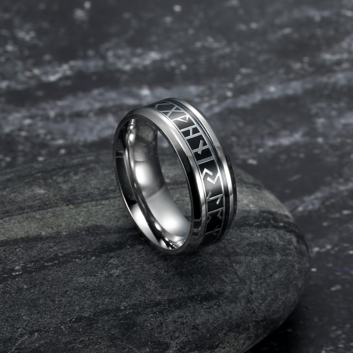 Bjorn Regalia Handcrafted Stainless Steel Viking Elder Futhark Rune Ring