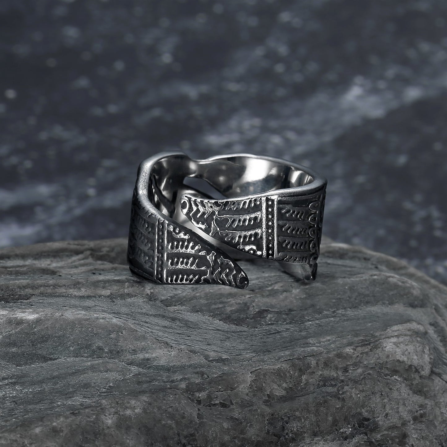 Bjorn Regalia Handcrafted Stainless Steel Adjustable Raven Ring