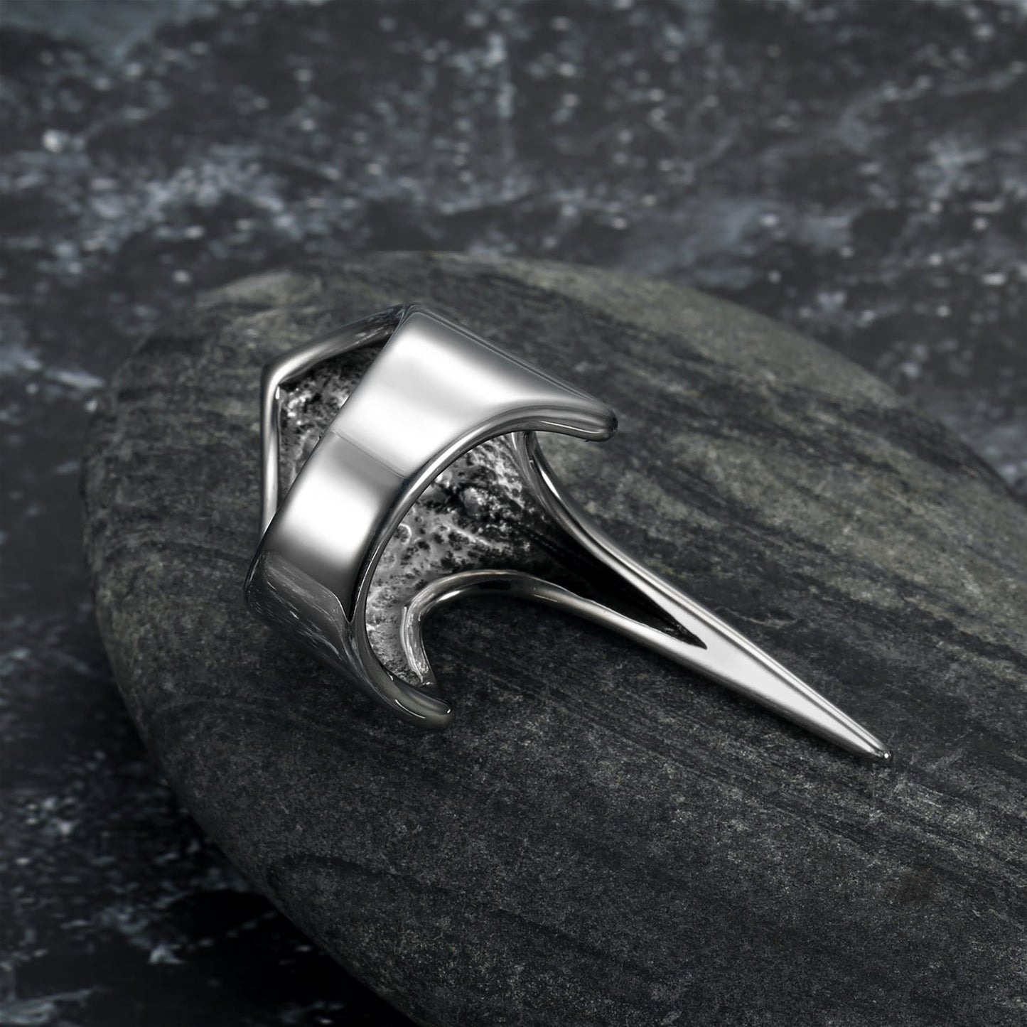 Bjorn Regalia Handcrafted Stainless Steel Stylized Raven Skull Ring