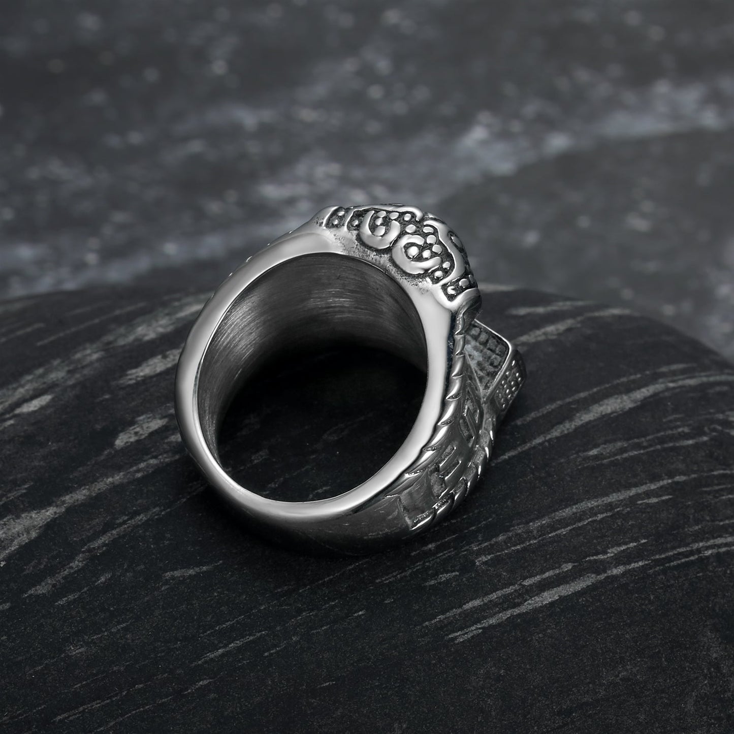 Bjorn Regalia Handcrafted Stainless Steel Thor's Hammer and Rune Ring