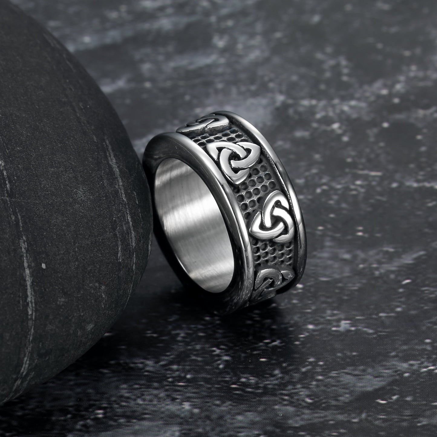 Bjorn Regalia Handcrafted Stainless Steel Celtic Triquetra Band Ring