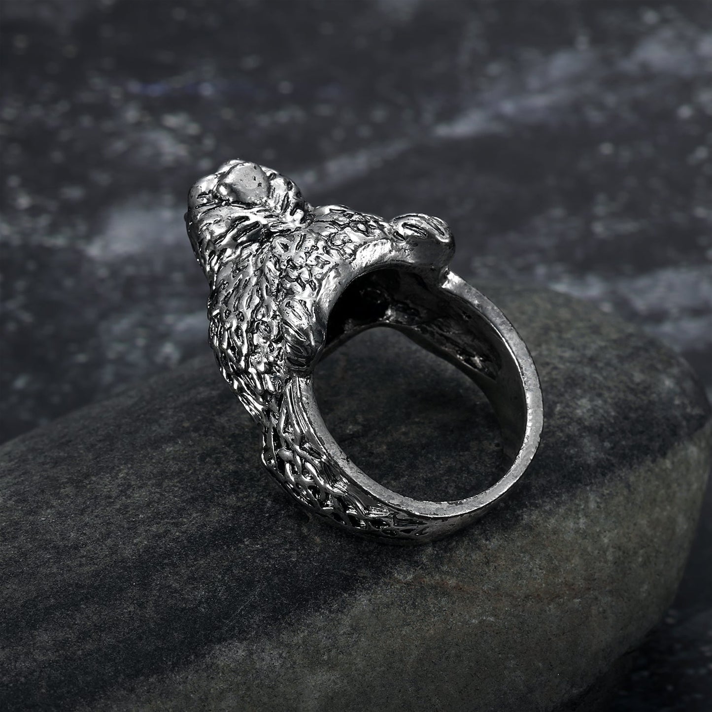 Bjorn Regalia Handcrafted Stainless Steel Odin and Wolf Ring