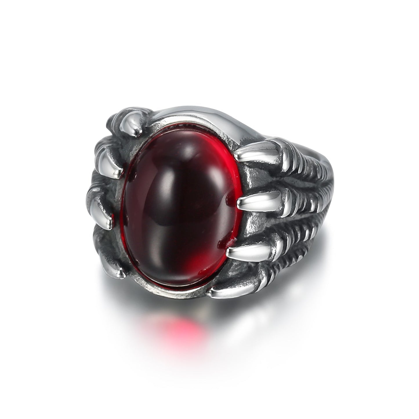 Bjorn Regalia Handcrafted Stainless Steel Dragon Claw Biker Ring With Inset Stone