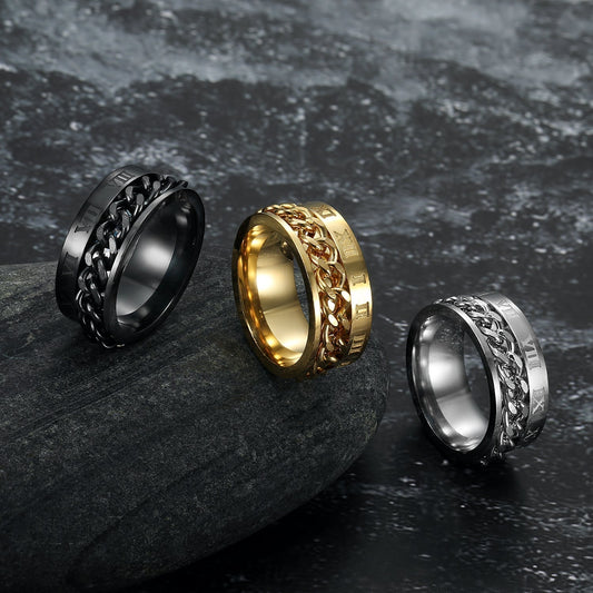 Bjorn Regalia Handcrafted Stainless Steel Rotating Rune Ring