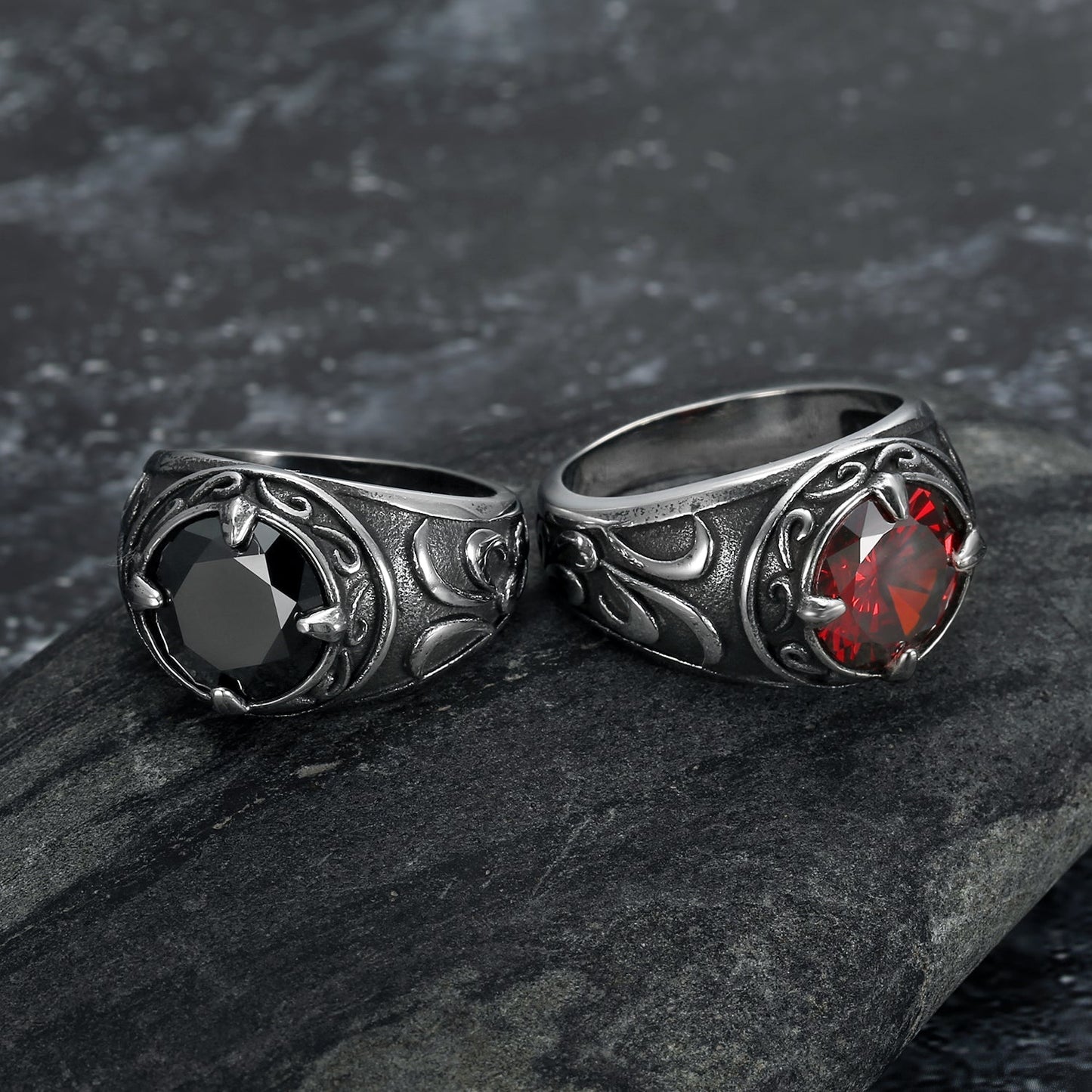 Bjorn Regalia Handcrafted Stainless Steel Celtic Signet Ring With Central Stone