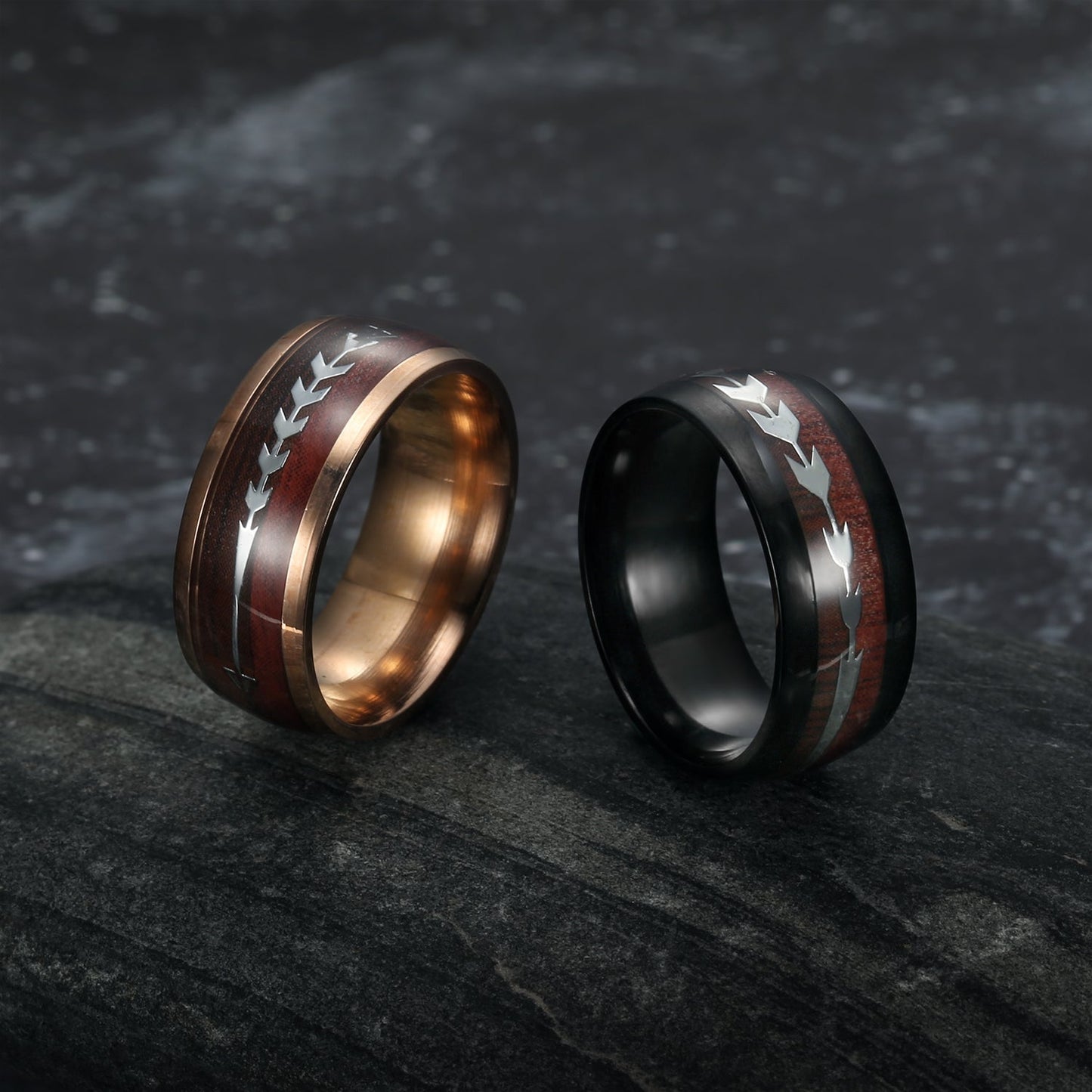 Bjorn Regalia Tungsten Carbide Wedding Band With Wood and Arrow Inlay