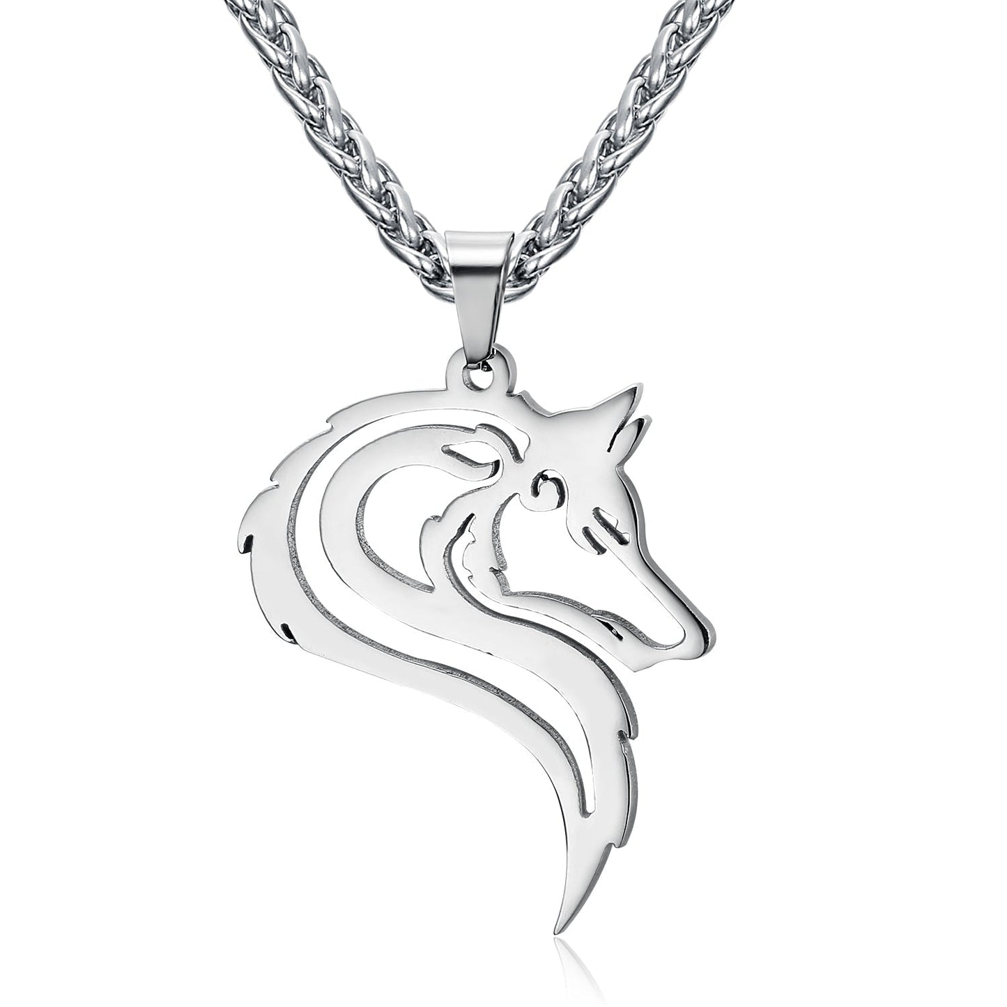 Bjorn Regalia Handcrafted Stainless Steel Odin's Wolf Head Pendant