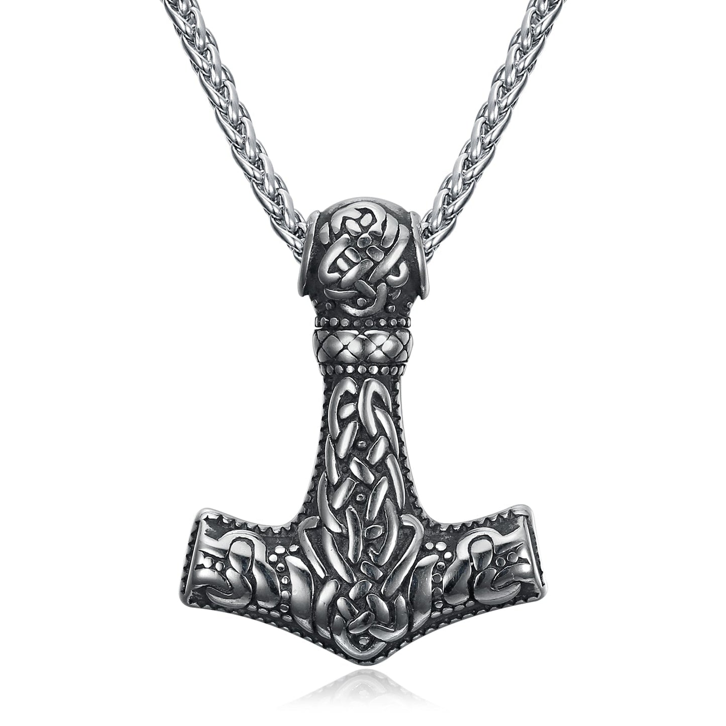 Bjorn Regalia Handcrafted Stainless Steel Fenrir Mjolnir Pendant