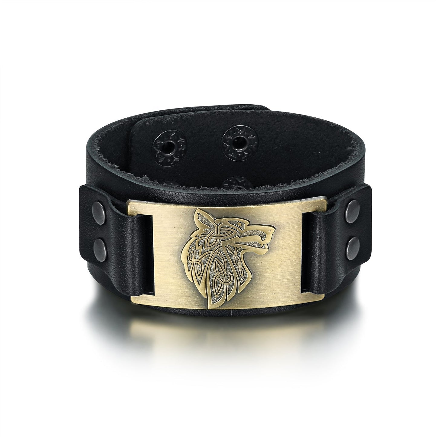 Bjorn Regalia Leather Viking Wolf Head Arm Cuff