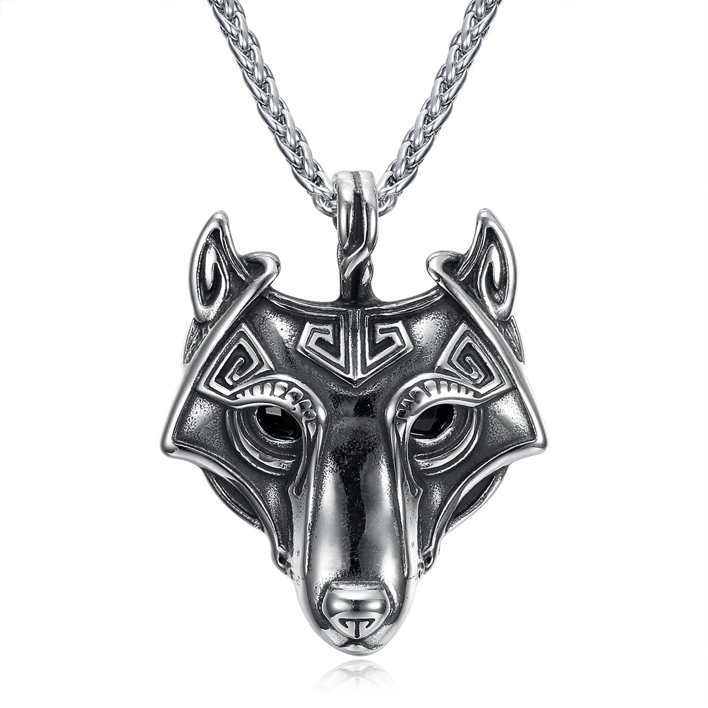 Bjorn Regalia Handcrafted Stainless Steel Fenrir Pendant on Handcrafted Stainless Steel Chain