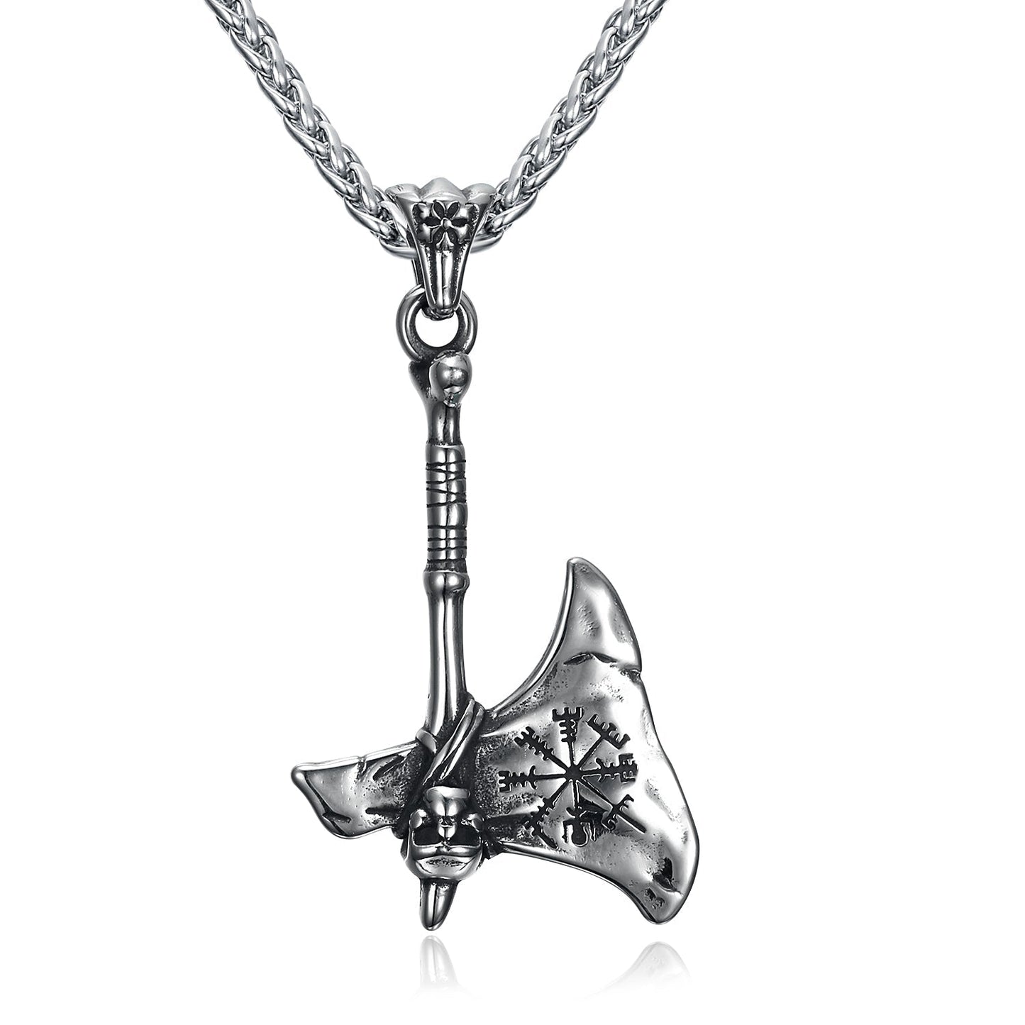 Bjorn Regalia Polished Handcrafted Stainless Steel Axe With Vegvisir Design