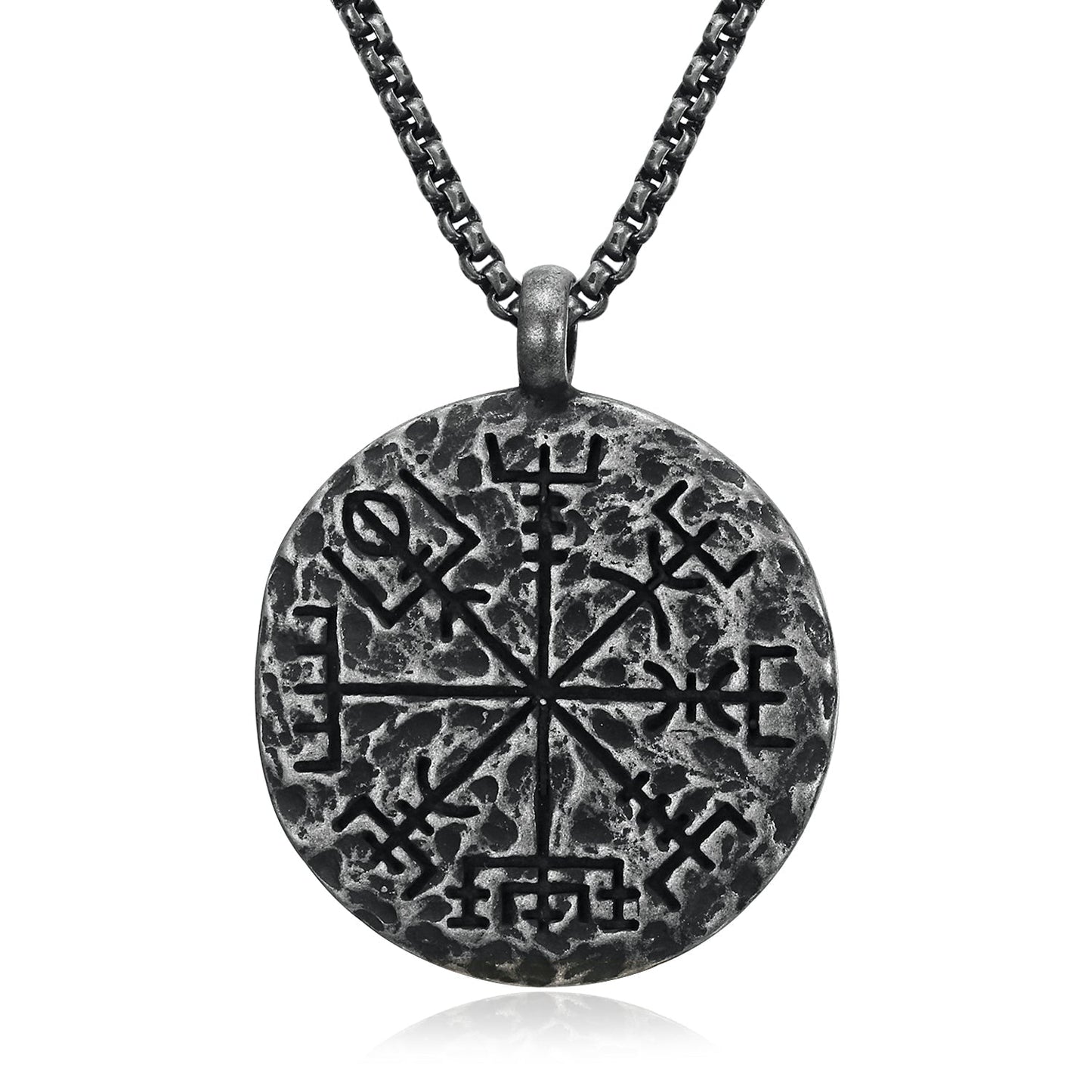 Bjorn Regalia Aged Vegvisir and Helm of Awe Necklace
