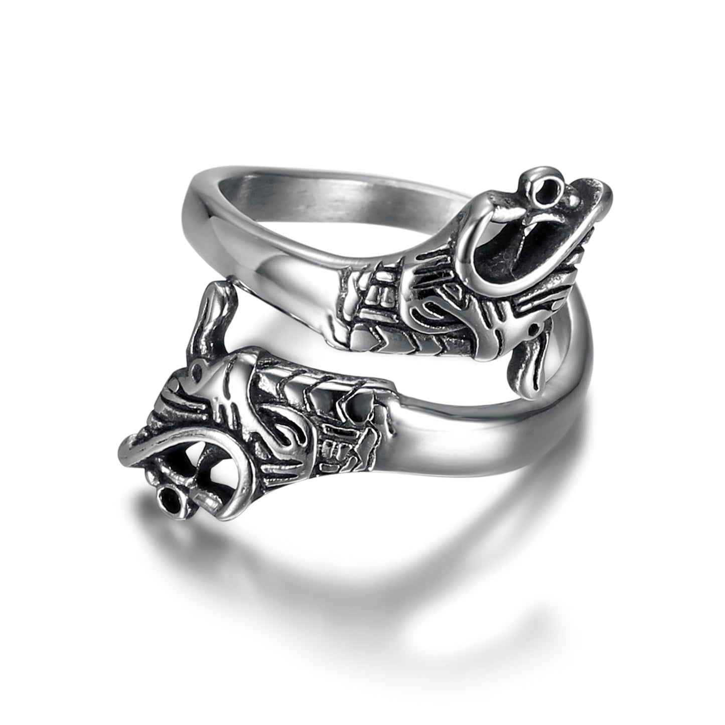 Bjorn Regalia Handcrafted Stainless Steel Adjustable Jormungand Ring