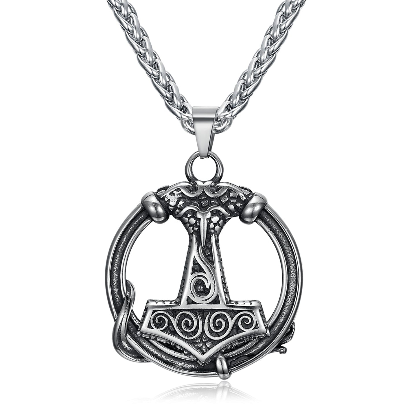 Bjorn Regalia Handcrafted Stainless Steel Thor's Hammer Circular Necklace