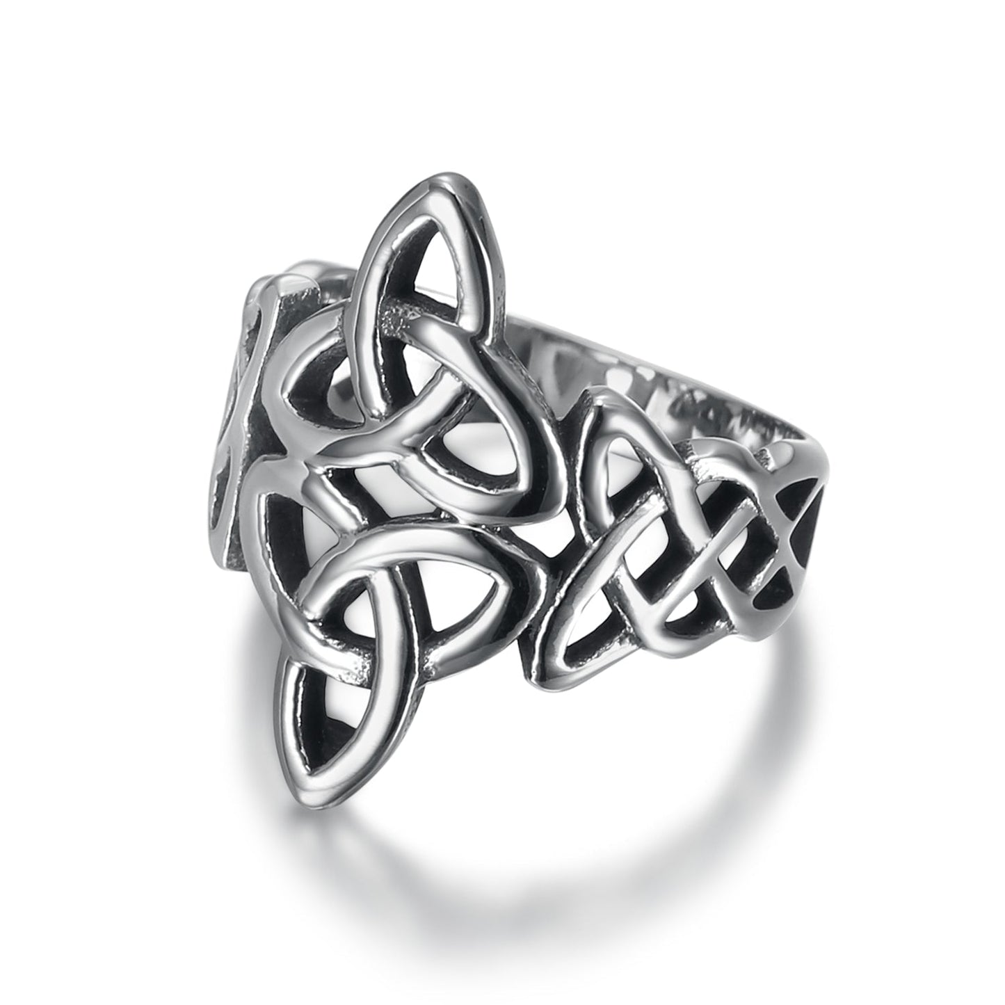 Bjorn Regalia Handcrafted Stainless Steel Triquetra and Celtic Knot Ring